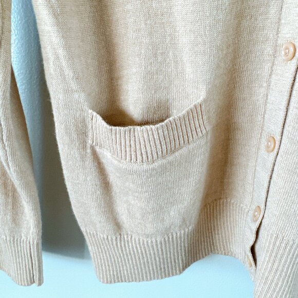 Lord & Taylor 100% Extra fine merino wool cardigan XXS tan beige - Picture 11 of 15